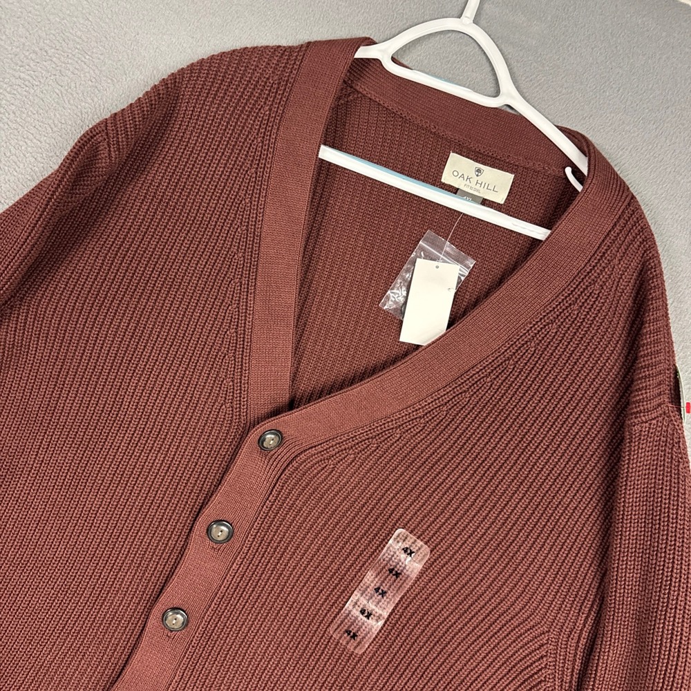 Oak Hill Cardigan Sweater Mens 4XL Brown Casual Cotton Knit Button Front NWT